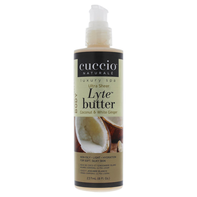 Cuccio Lyte Ultra-Sheer Body Butter - Coconut and White Ginger by Cuccio for Unisex - 8 oz Body Lotion Image 1