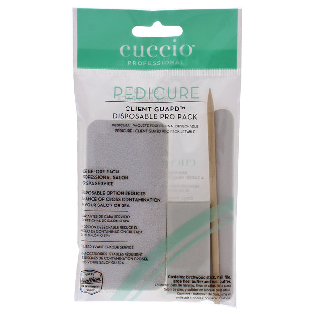 Cuccio Pedicure Client Guard Disposable Pro Pack by Cuccio for Women - 4 Pc Birchwood Stick Nail File Large Heel Buffer Image 1