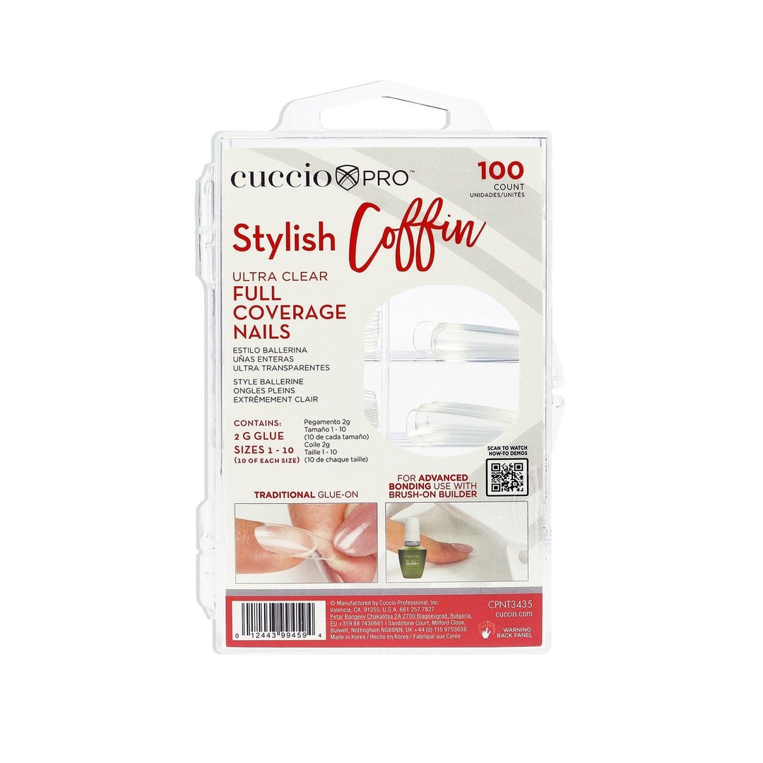 Cuccio Pro Full Cover Tips - Stylish Coffin by Cuccio Pro for Unisex - 100 Count Nail Tips Image 1