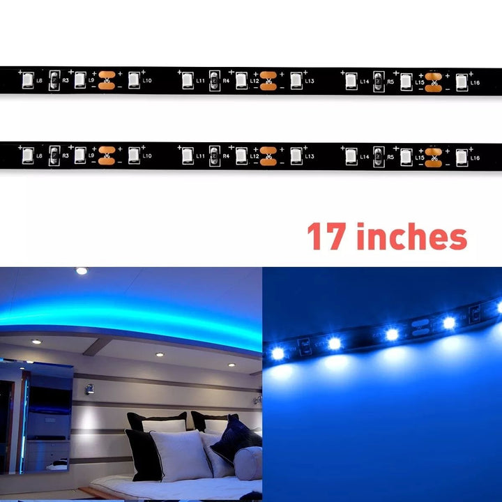 17" Blue LED Flexible Strip Light Pack of 2 Non-Waterproof RV Interior Decor Image 1