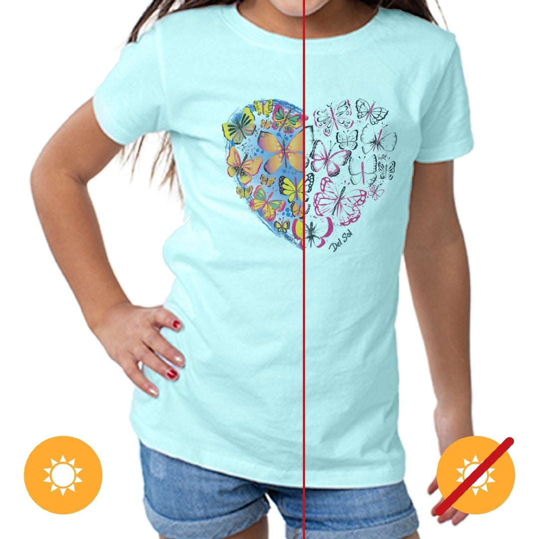 DelSol Girls Crew Tee - Heart Butterfly - Chill by DelSol for Women - 1 Pc T-Shirt (2T) Image 1