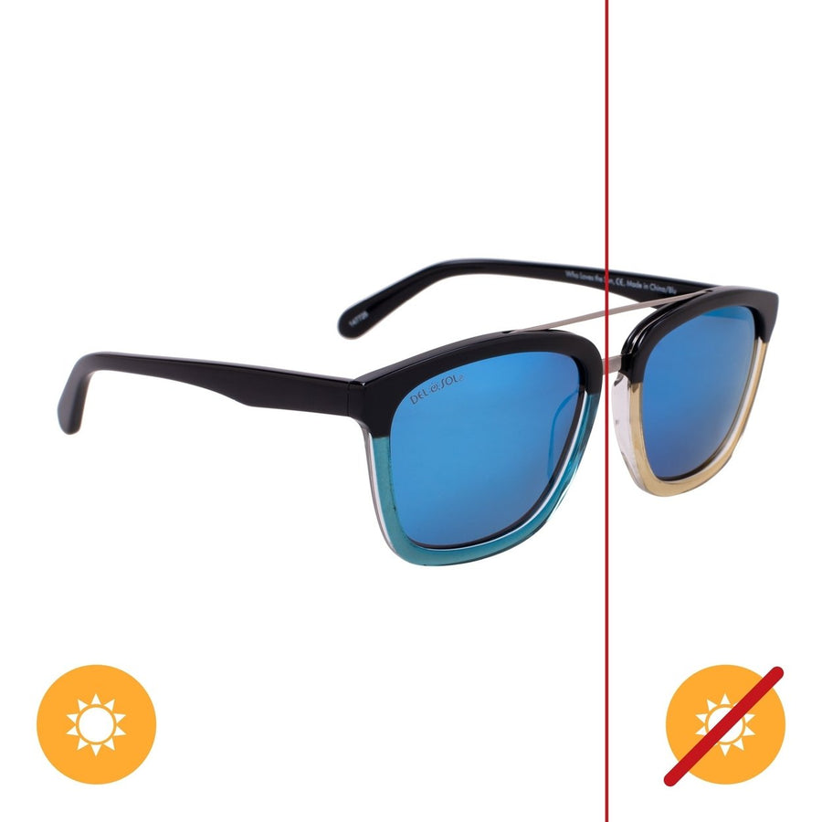 DelSol Solize Who Loves the Sun - Black and Clear to Blue by DelSol for Unisex - 1 Pc Sunglasses Image 1