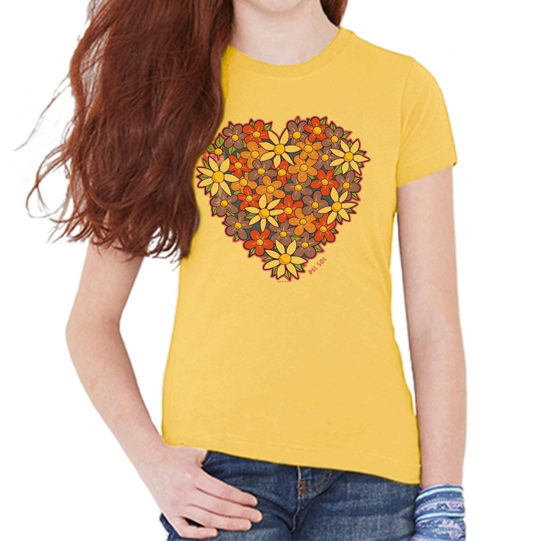 DelSol Kids Crew Tee - I Heart Flowers by DelSol for Kids - 1 Pc T-Shirt (YS) Image 1