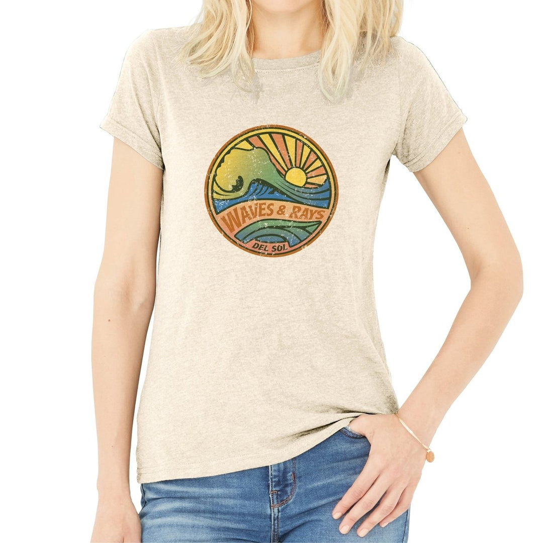 DelSol Women Crew Tee - Waves and Rays - Beige by DelSol for Women - 1 Pc T-Shirt (2XL) Image 1