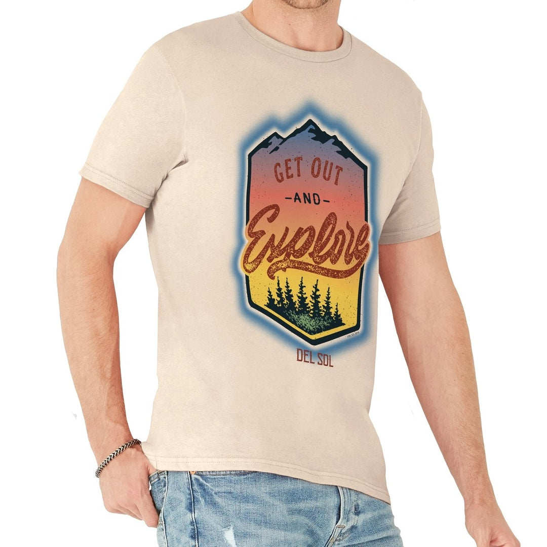 DelSol Men Crew Tee - Get Out And Explore - Beige by DelSol for Men - 1 Pc T-Shirt (Large) Image 1