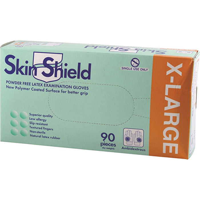 Dispensary and Clinic Items Skin Shield Latex Gloves Powder Free X Large x 90 Pack Image 1