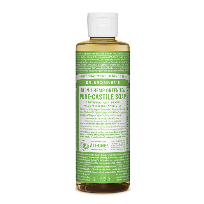 Dr. Bronners Pure-Castile Soap Liquid (Hemp 18-in-1) Green Tea 237ml Image 1