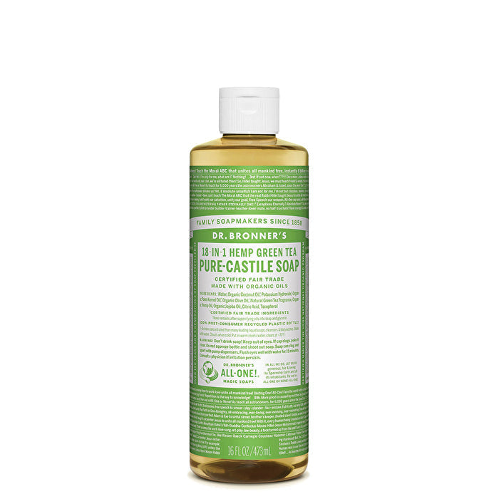 Dr. Bronners Pure-Castile Soap Liquid (Hemp 18-in-1) Green Tea 473ml Image 1