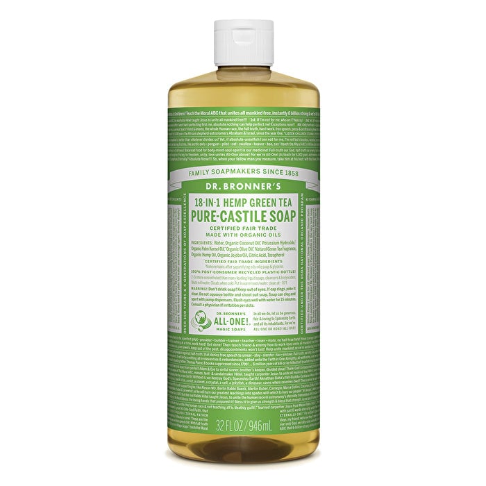 Dr. Bronners Pure-Castile Soap Liquid (Hemp 18-in-1) Green Tea 946ml Image 1