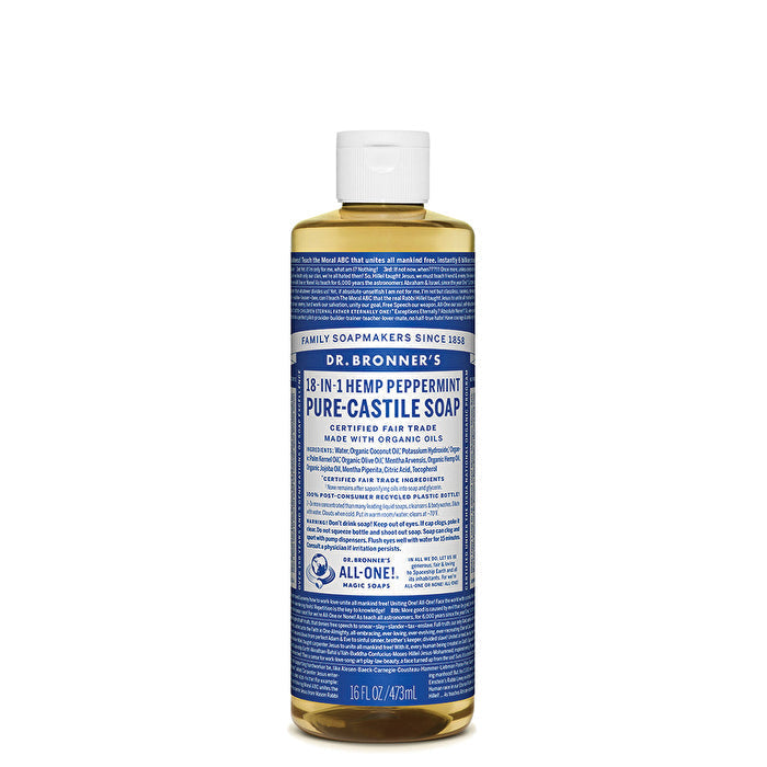 Dr. Bronners Pure-Castile Soap Liquid (Hemp 18-in-1) Peppermint 473ml Image 1