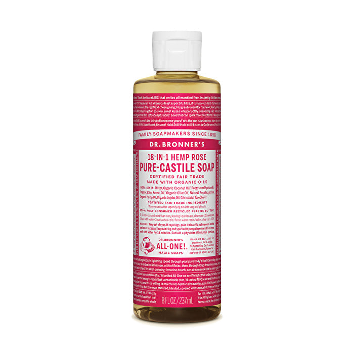 Dr. Bronners Pure-Castile Soap Liquid (Hemp 18-in-1) Rose 237ml Image 1