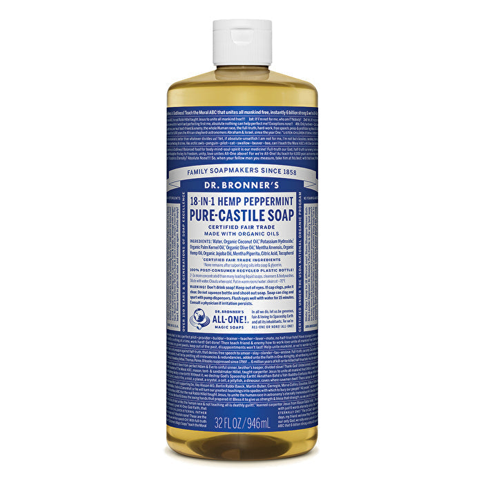 Dr. Bronners Pure-Castile Soap Liquid (Hemp 18-in-1) Peppermint 946ml Image 1