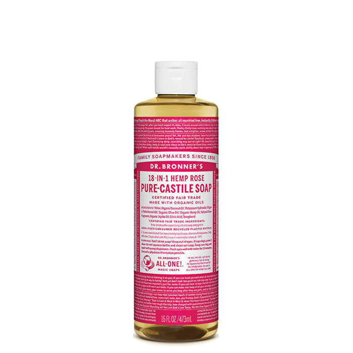 Dr. Bronners Pure-Castile Soap Liquid (Hemp 18-in-1) Rose 473ml Image 1