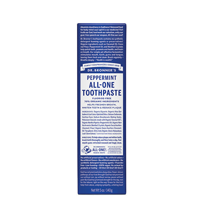 Dr. Bronners Toothpaste (All-One) Peppermint 140g Image 1