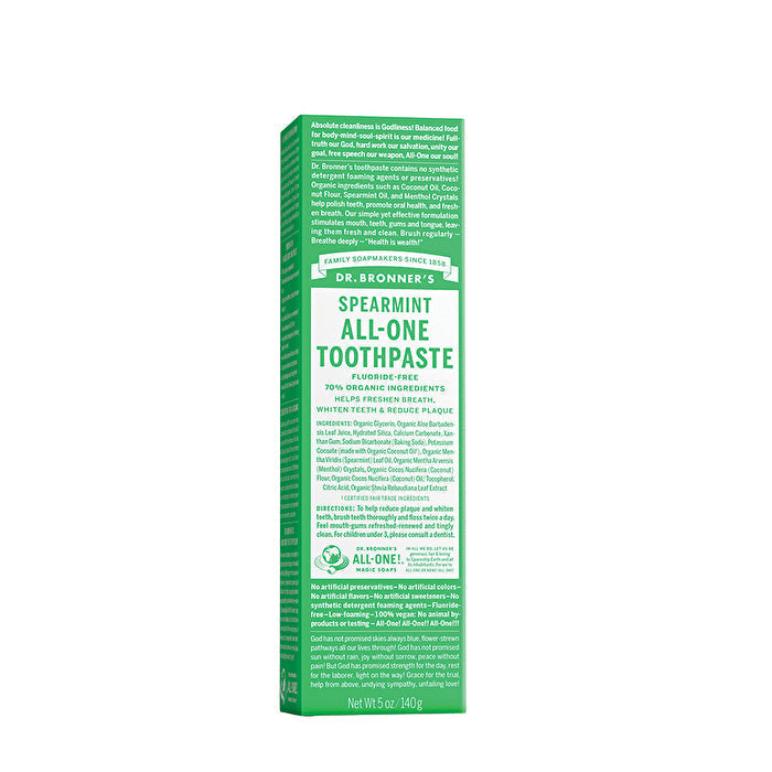 Dr. Bronners Toothpaste (All-One) Spearmint 140g Image 1