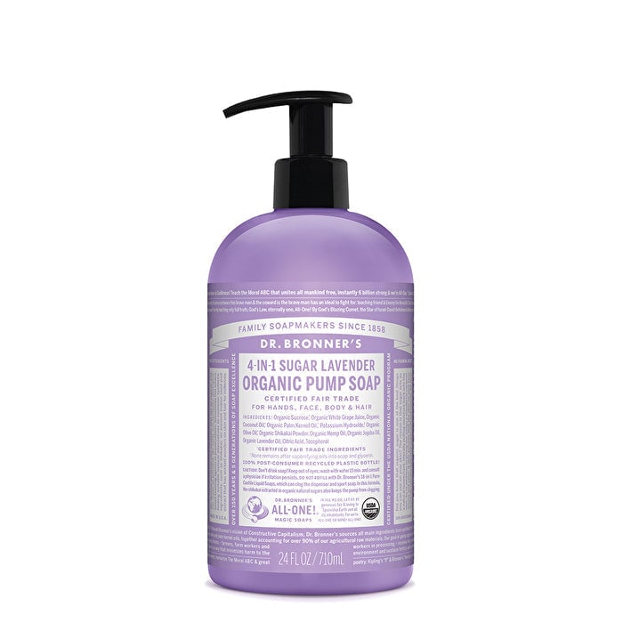 Dr. Bronners Organic Pump Soap (Sugar 4-in-1) Lavender 710ml Image 1