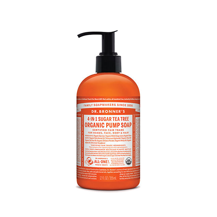 Dr. Bronners Organic Pump Soap (Sugar 4-in-1) Tea Tree 355ml Image 1