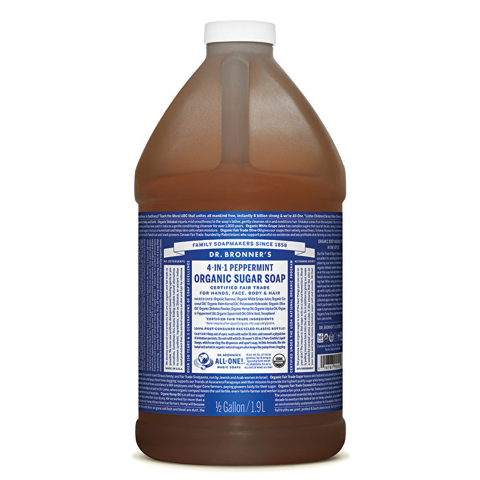 Dr. Bronners Organic Pump Soap Refill (Sugar 4-in-1) Peppermint 1900ml Image 1