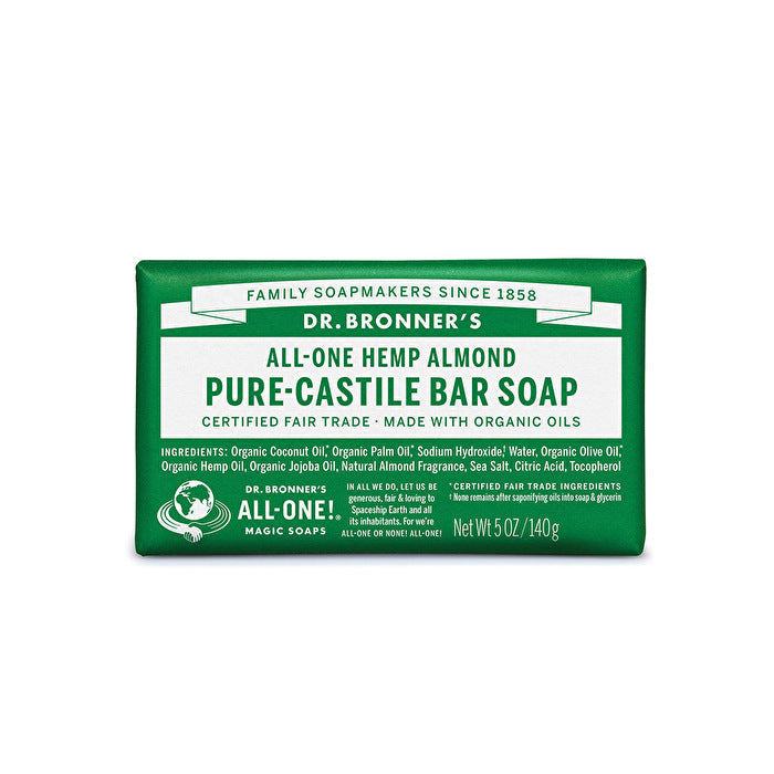 Dr. Bronners Pure-Castile Bar Soap (Hemp All-One) Almond 140g Image 1