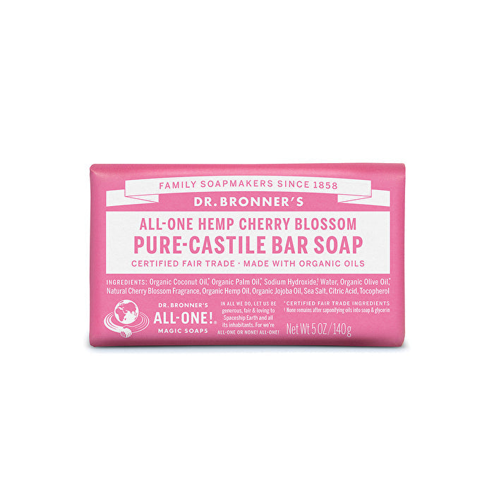 Dr. Bronners Pure-Castile Bar Soap (Hemp All-One) Cherry Blossom 140g Image 1