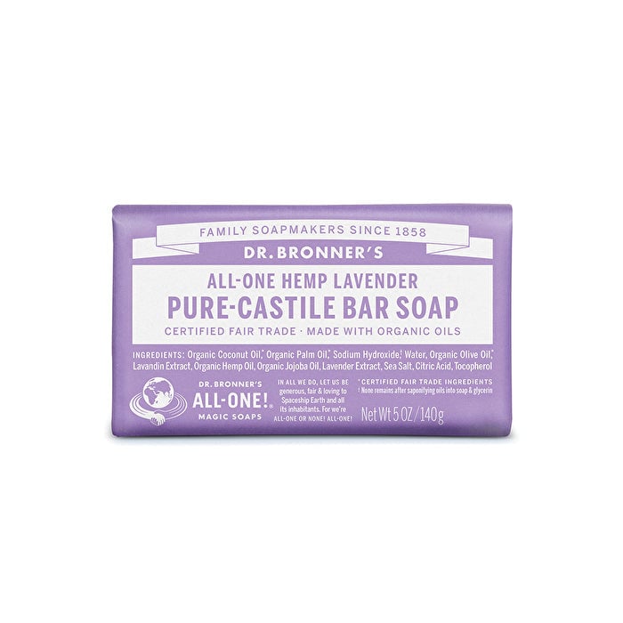 Dr. Bronners Pure-Castile Bar Soap (Hemp All-One) Lavender 140g Image 1