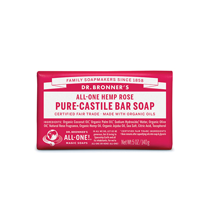 Dr. Bronners Pure-Castile Bar Soap (Hemp All-One) Rose 140g Image 1