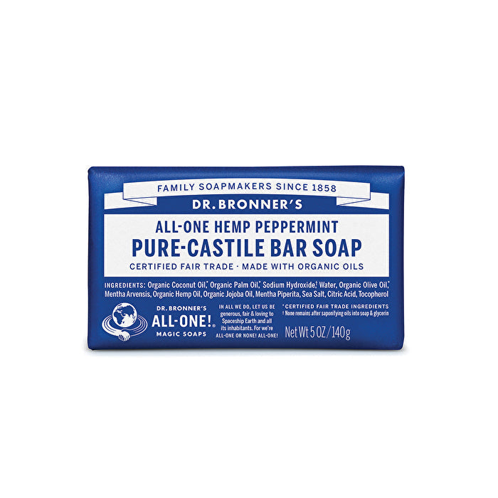 Dr. Bronners Pure-Castile Bar Soap (Hemp All-One) Peppermint 140g Image 1