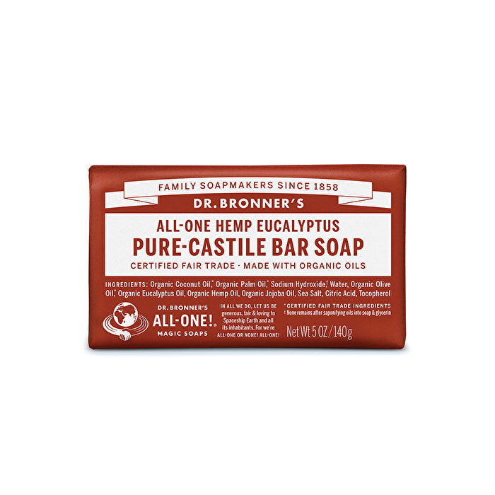 Dr. Bronners Pure-Castile Bar Soap (Hemp All-One) Eucalyptus 140g Image 1