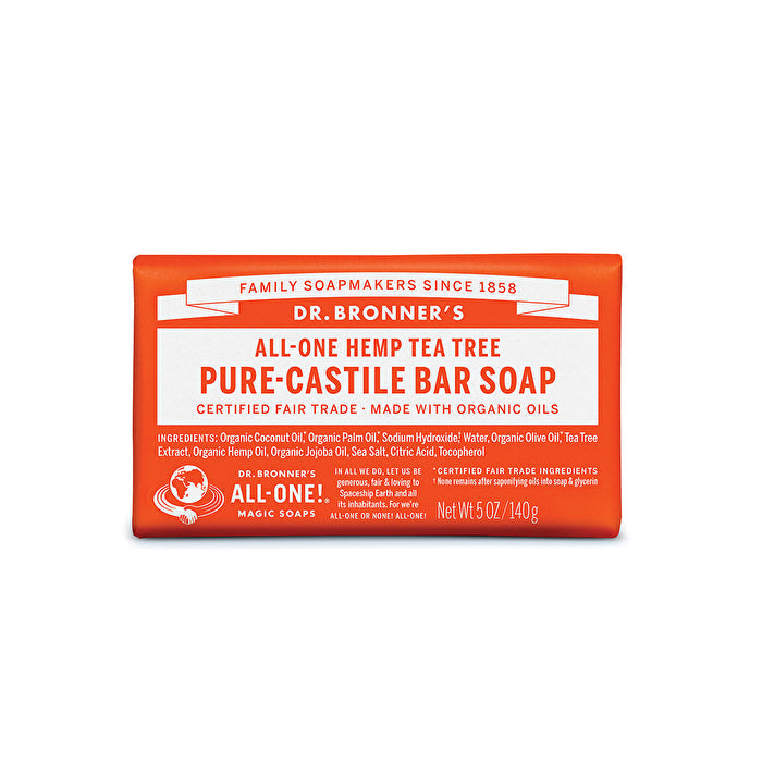 Dr. Bronners Pure-Castile Bar Soap (Hemp All-One) Tea Tree 140g Image 1