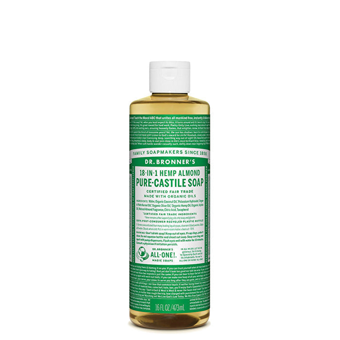 Dr. Bronners Pure-Castile Soap Liquid (Hemp 18-in-1) Almond 473ml Image 1