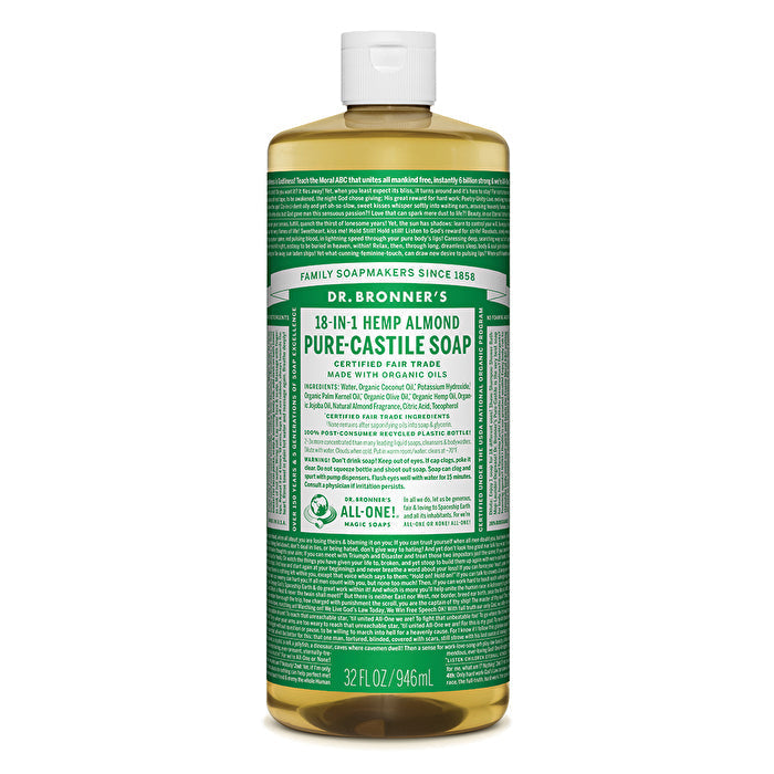 Dr. Bronners Pure-Castile Soap Liquid (Hemp 18-in-1) Almond 946ml Image 1