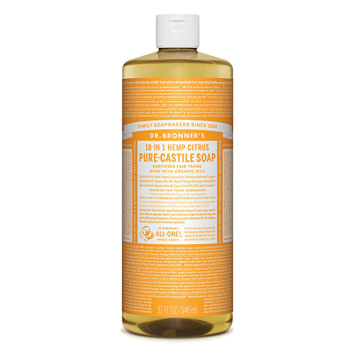 Dr. Bronners Pure-Castile Soap Liquid (Hemp 18-in-1) Citrus 946ml Image 1