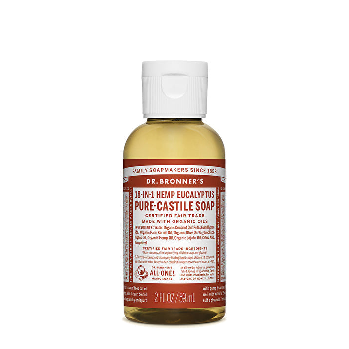 Dr. Bronners Pure-Castile Soap Liquid (Hemp 18-in-1) Eucalyptus 59ml Image 1