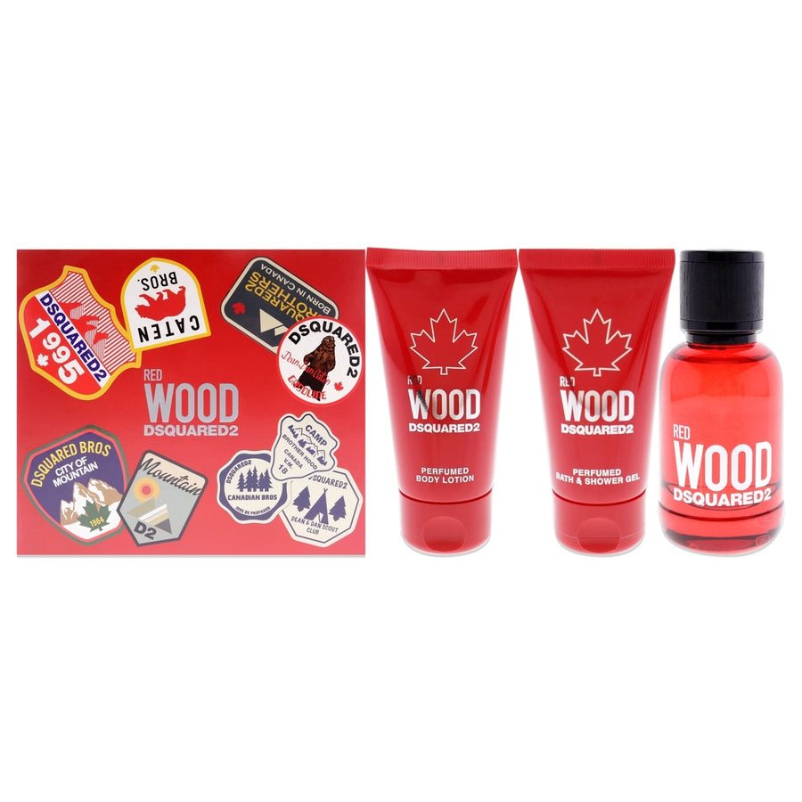 Dsquared2 Red Wood by Dsquared2 for Women - 3 Pc Gift Set 1.7oz EDT Spray 1.7oz Body Lotion 1.7oz Bath and Shower Gel Image 1