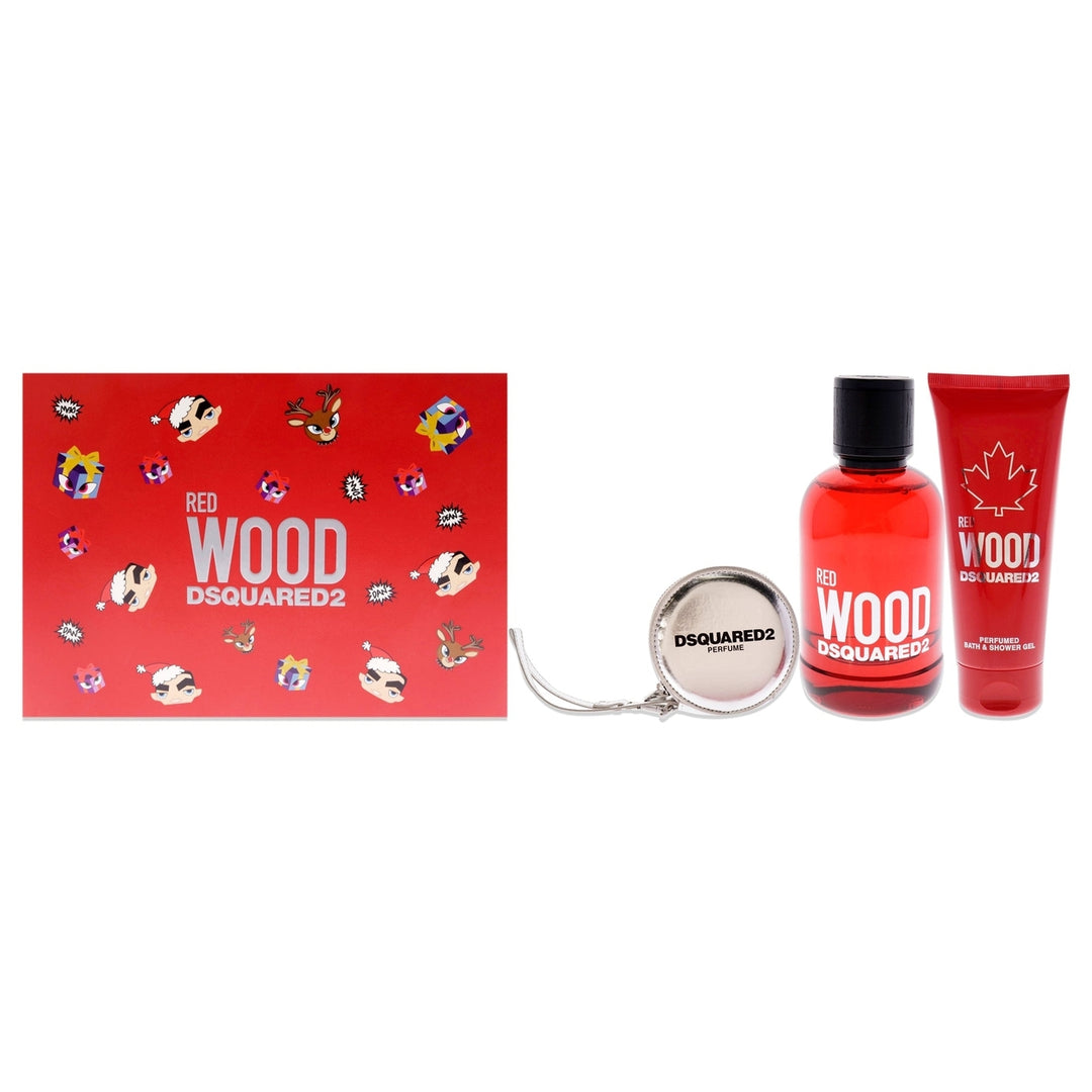 Dsquared2 Red Wood by Dsquared2 for Women - 3 Pc Gift Set 3.4oz EDT Spray 3.4oz Perfumed Bath and Shower Gel Silver Image 1