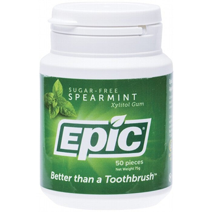 Epic Xylitol (Sugar-Free) Gum Spearmint 50 Piece Tub Image 1