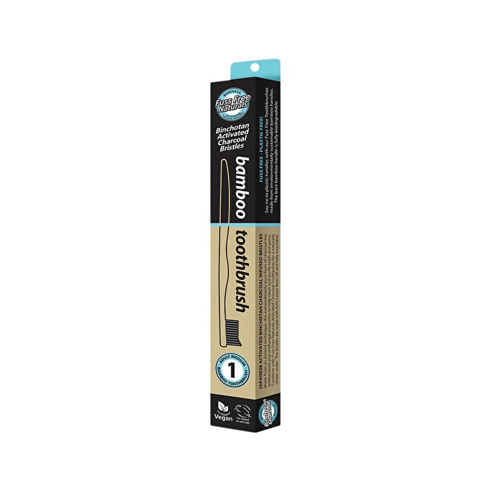 Essenzza Fuss Free Naturals Bamboo Toothbrush with Activated Charcoal Bristles Medium 1 Pack Image 1