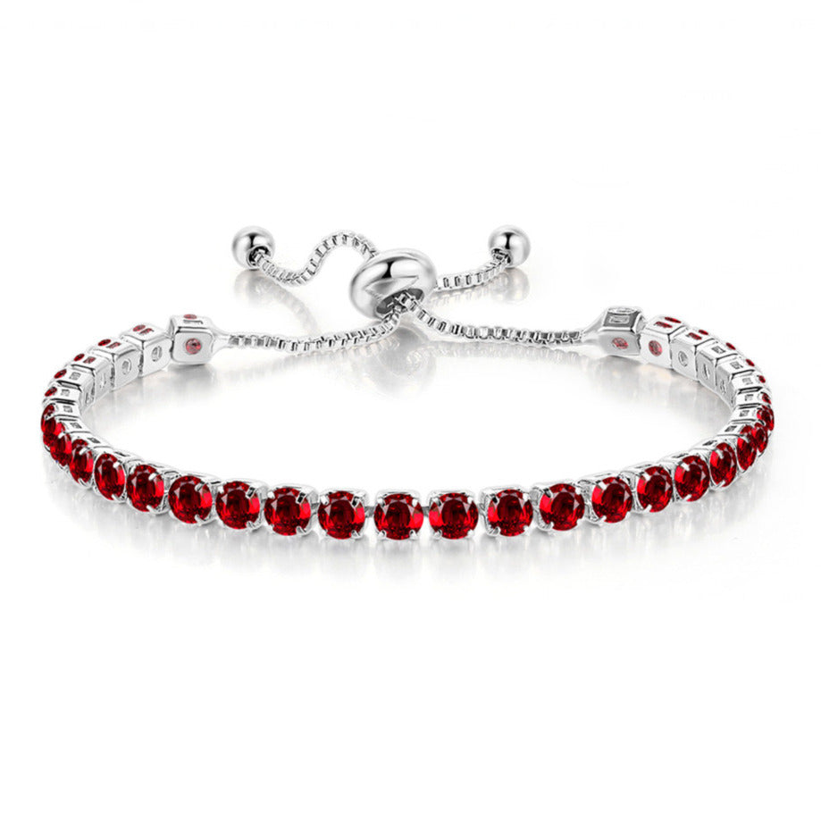 10k White Gold Adjustable Tennis Bracelet 6 Cttw Created Ruby Sapphire Red Image 1