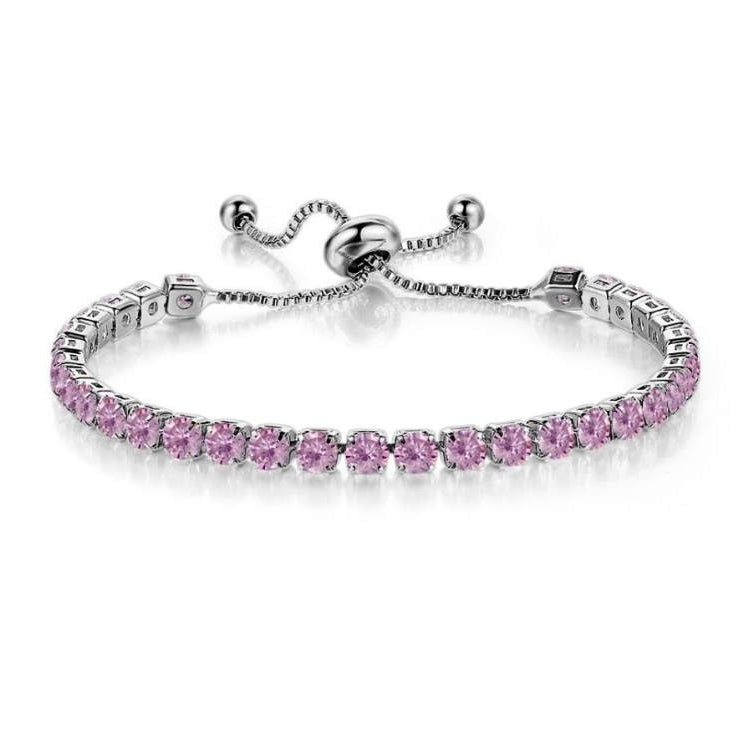 10k White Gold Adjustable Tennis Bracelet 6 Cttw Created Pink Sapphire Round Image 1