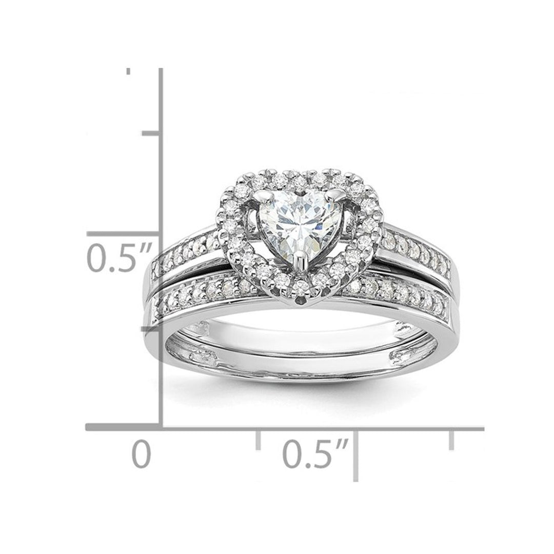 Sterling Silver Engagement Bridal Wedding Heart Ring Set with Cubic Zirconia (CZ) (CZ) Image 3