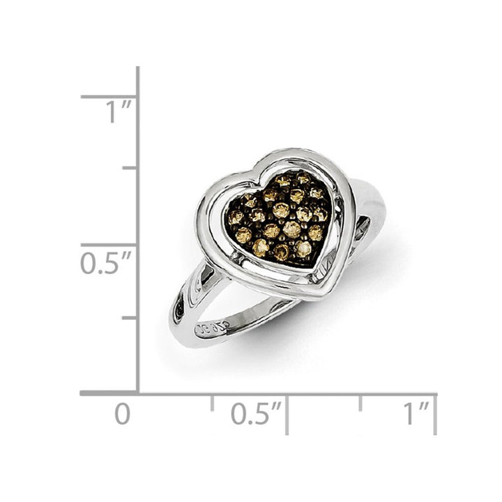 1/4 Carat (ctw) Champagne Diamond Heart Promise Ring in Sterling Silver Image 3