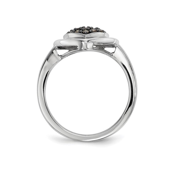 1/4 Carat (ctw) Champagne Diamond Heart Promise Ring in Sterling Silver Image 4