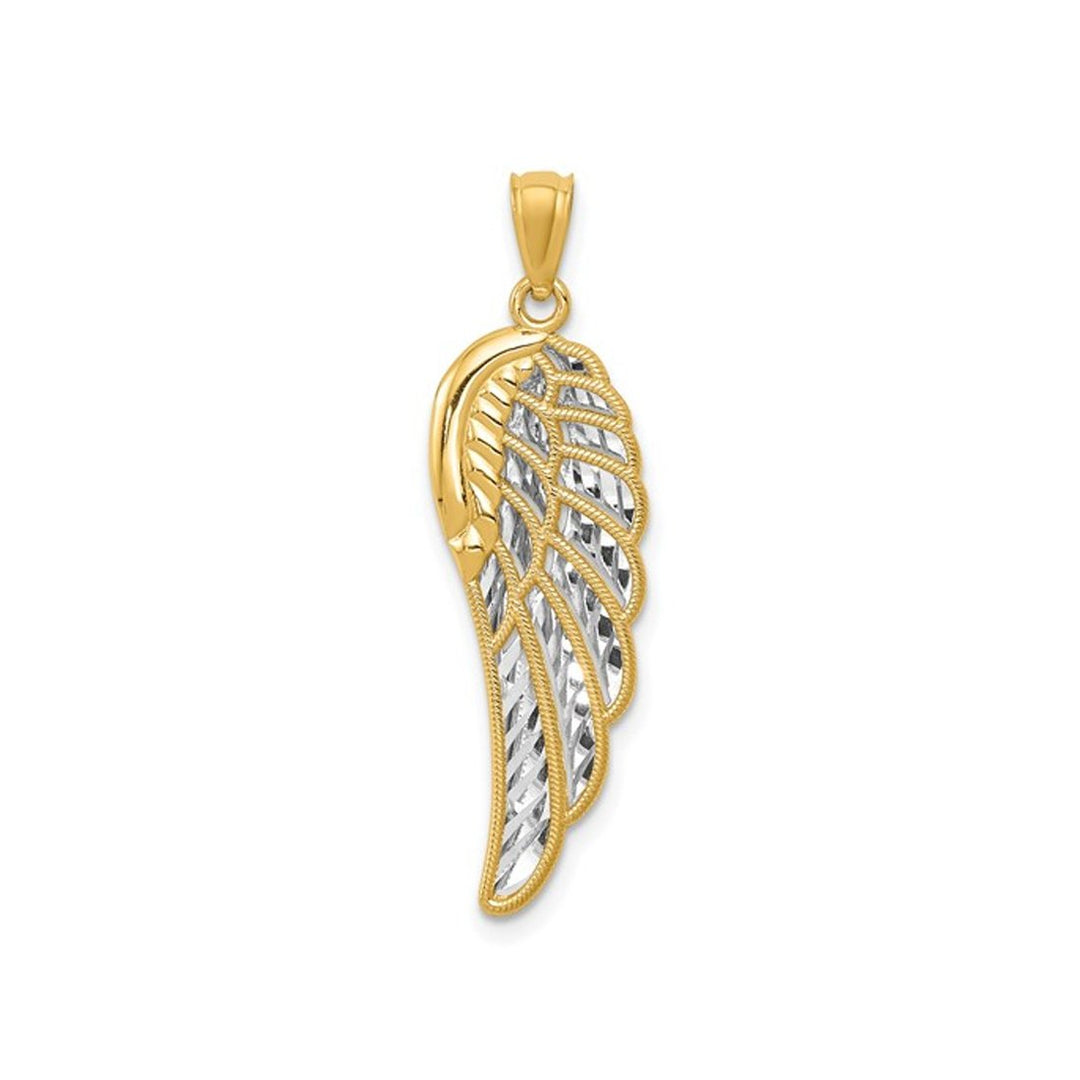 14K Yellow Gold Two Tone Angel Wing Charm Pendant (NO CHAIN) Image 1