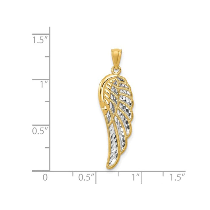 14K Yellow Gold Two Tone Angel Wing Charm Pendant (NO CHAIN) Image 3