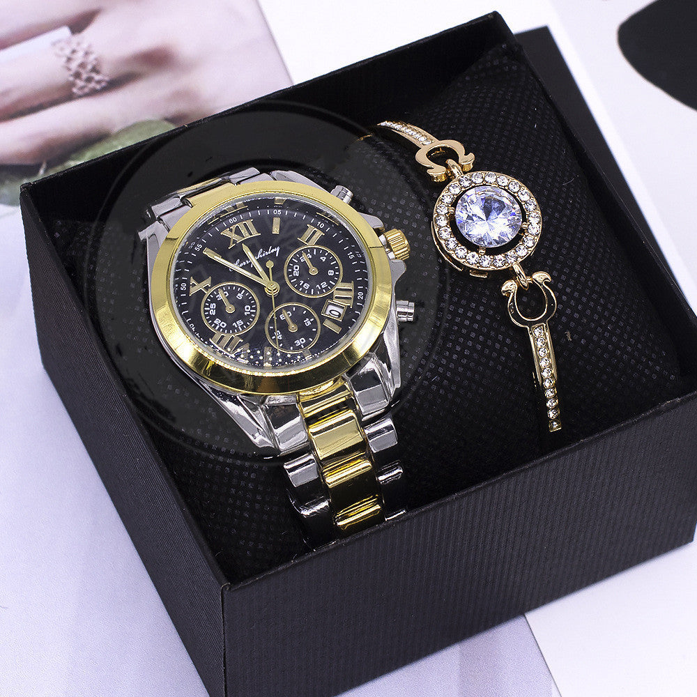 With Box Fashion Couple Bracelet Watch Set Gift Image 2