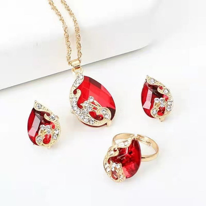 Womens Suit Gift 5-piece Set Watch Bracelet Ring Necklace Earrings Combination Gift Box Image 4