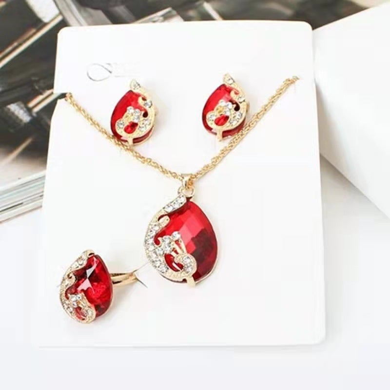 Womens Suit Gift 5-piece Set Watch Bracelet Ring Necklace Earrings Combination Gift Box Image 10