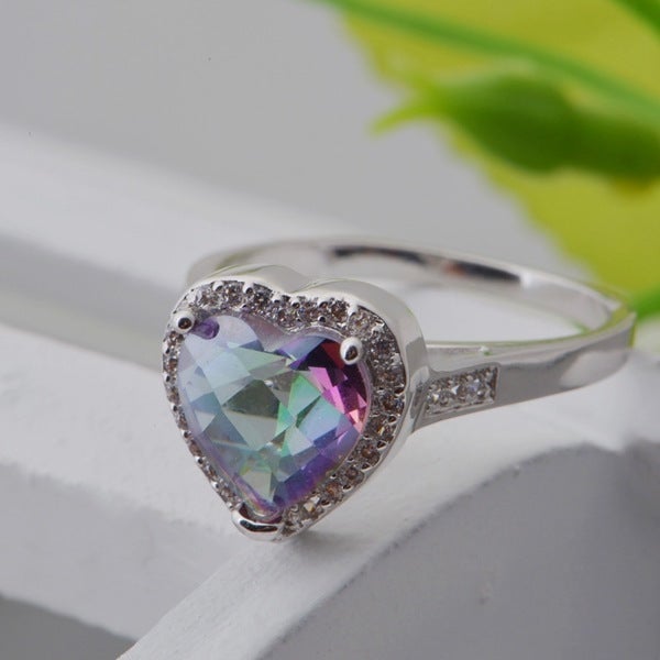 18K white gold plated 925 set stone jewelry series luxury ring Austria crystal gemstone colorful stone Image 1