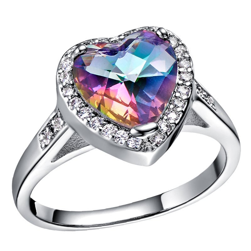 18K white gold plated 925 set stone jewelry series luxury ring Austria crystal gemstone colorful stone Image 2