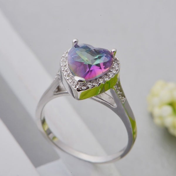 18K white gold plated 925 set stone jewelry series luxury ring Austria crystal gemstone colorful stone Image 3